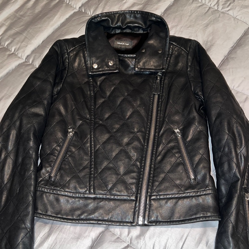 Mackage Moto quilted biker leather jacket. Small. Black. Excellent condition.